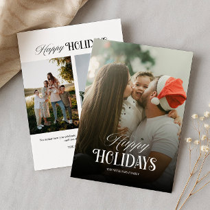 Modern 3 photos Christmas Holiday Card
