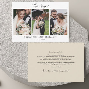 Modern 3 Photos Wedding Thank You Card