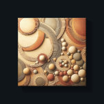 Modern 3D Abstract Geometric Art - Layered Concent Canvas Print<br><div class="desc">A captivating 3D digital composition featuring an intricate arrangement of layered concentric circles and smooth floating spheres. The artwork showcases a harmonious blend of warm earth tones, including terracotta, sand, taupe, and charcoal grey. With its rich textures and rhythmic depth, this sophisticated piece is perfect for adding a modern, architectural...</div>