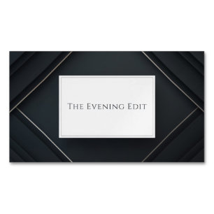 Modern 3D Black Layered Panels Silver Accent Magnetic Business Card
