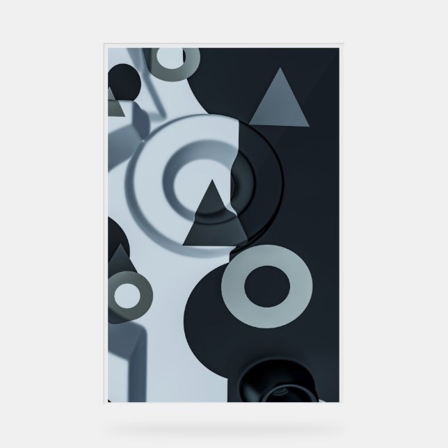 Modern 3D Black & White Art Acrylic Sign (Front)