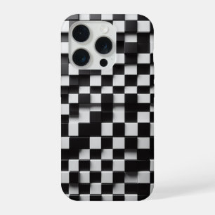 Modern 3D Black & White Chequerboard Phone Case 