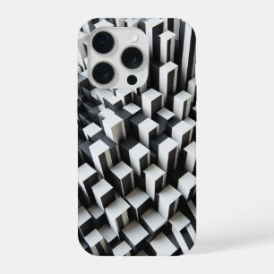Modern 3D Black & White Geometric Phone Case 