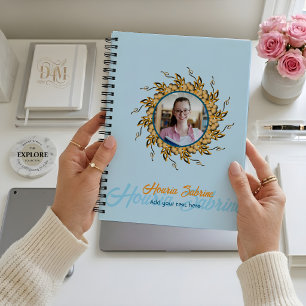Modern 3D Blush Orange Floral Mandala Doodle Photo Notebook