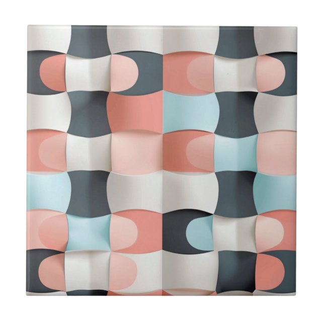 Modern 3D Curved Geometric Illusion Pattern Tile (Front)