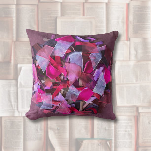 Modern 3D effect burgundy pink purple ribbons  Throw Pillow