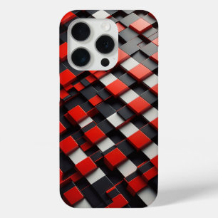Modern 3D Geometric Block Case Red, Black & White