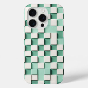 Modern 3D Geometric Cube Case - Mint Green & White