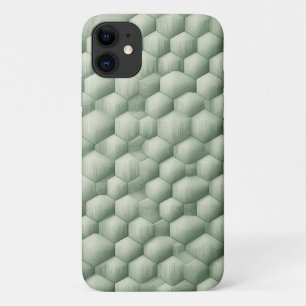 Modern 3D Geometric Hexagon Texture - Elegant Sage iPhone 11 Case