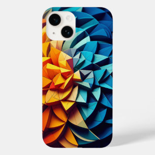 Modern 3D Geometric Lotus Phone Case Vibrant Blue