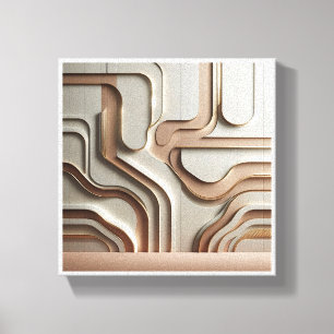 Modern 3D Geometric Paths Abstract - Luxury Cream  Canvas Print