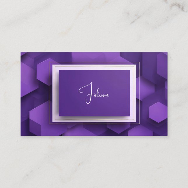 Modern 3D Geometric Purple Corporate Business Card (Front)