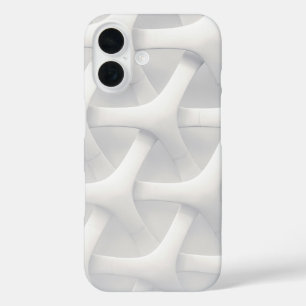 Modern 3D Geometric White iPhone 16 Case