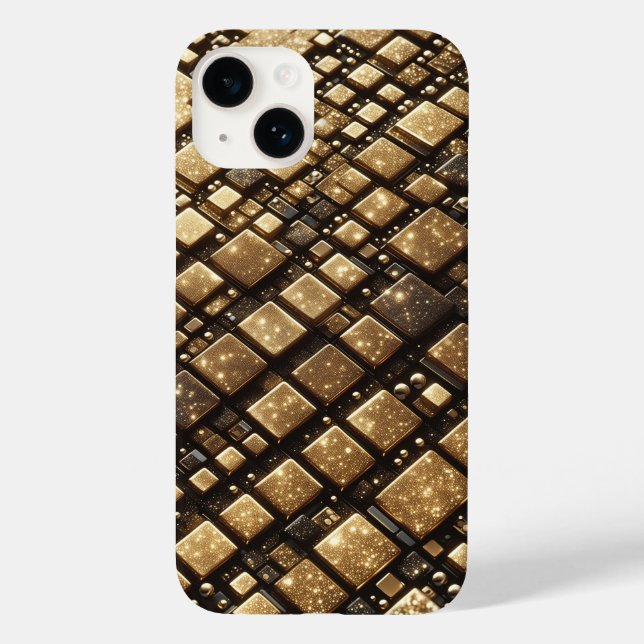 Modern 3D Golden Glitter Blocks Geometric Luxury P Case-Mate iPhone Case (Back)