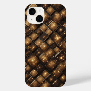 Modern 3D Golden Glitter Blocks Geometric Luxury P Case-Mate iPhone 14 Case