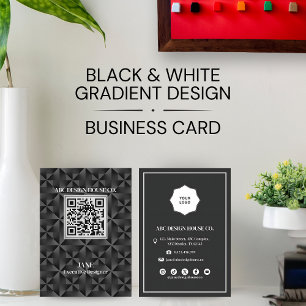 Modern 3D Gradient Black Professional QR Code Business Card