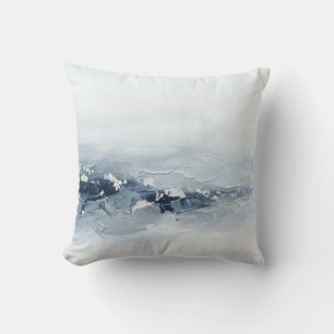 Modern 3D Impasto Slate Dust Blue Silver Throw Pillow