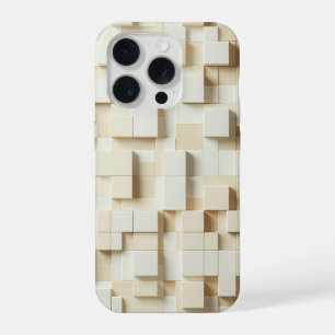 Modern 3D Ivory & Beige Geometric Cube Phone Case 
