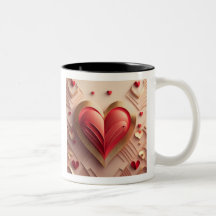 Modern 3D Layered Red Heart Two-Tone