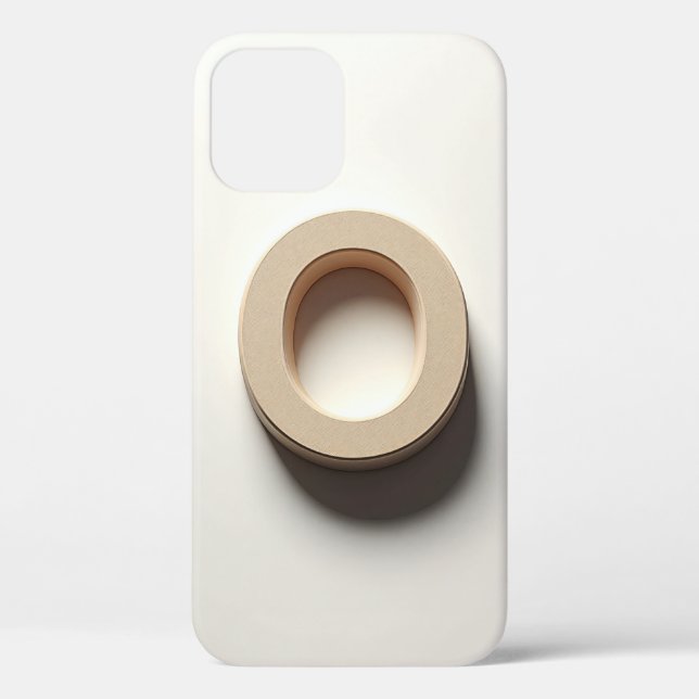 Modern 3D Letter O Minimalist Beige Texture Phone Case-Mate iPhone Case (Back)