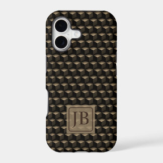 Modern 3D Monogram, Geometric Bronze Pattern