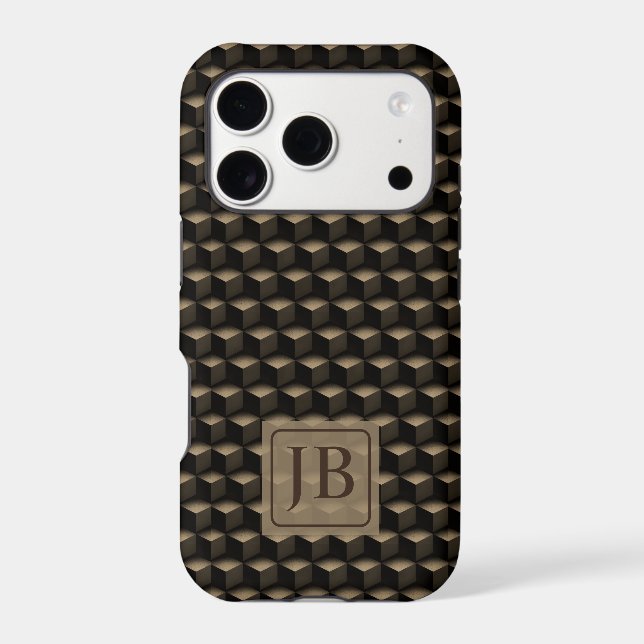 Modern 3D Monogram, Geometric Bronze Pattern (Back)