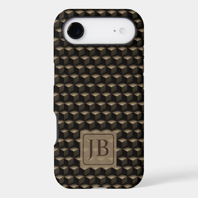 Modern 3D Monogram, Geometric Bronze Pattern (Verso)