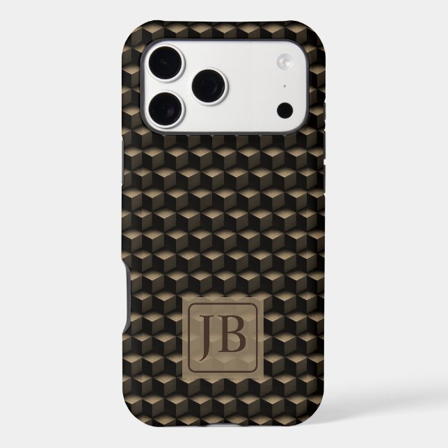 Modern 3D Monogram, Geometric Bronze Pattern (Back)