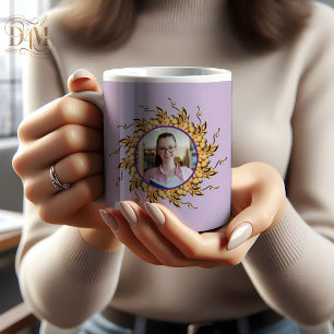 Modern 3D Orange Blush Floral Mandala Doodle Photo Coffee Mug