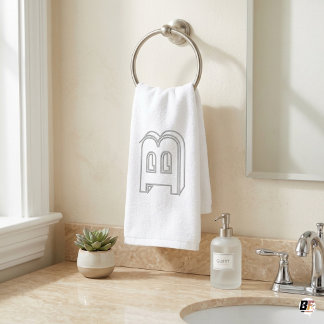 Modern 3D Outline Monogram Custom Letter  Hand Towel