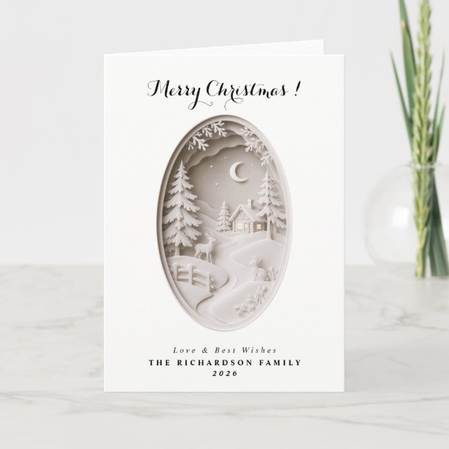 Modern 3D papercut Christmas Card (Front)