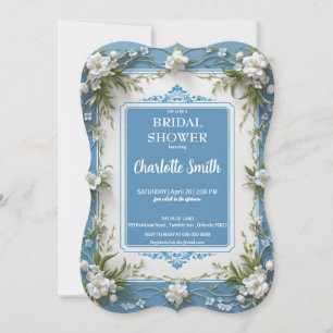 Modern 3D Porcelain chinoiserie bridal shower Save The Date