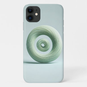 Modern 3D Spiral Torus Sculpture - Minimalist Mint iPhone 11 Case