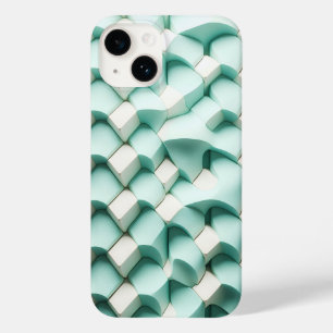 Modern 3D Teal and White Geometric Phone Case 