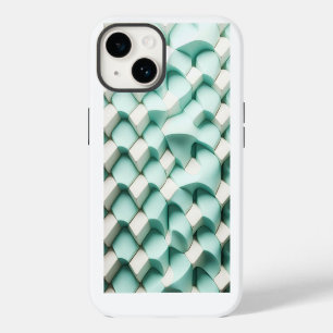 Modern 3D Teal and White Geometric Phone Case 
