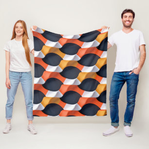 Modern 3D Wave Geometric Pattern in Bold Colours Fleece Blanket