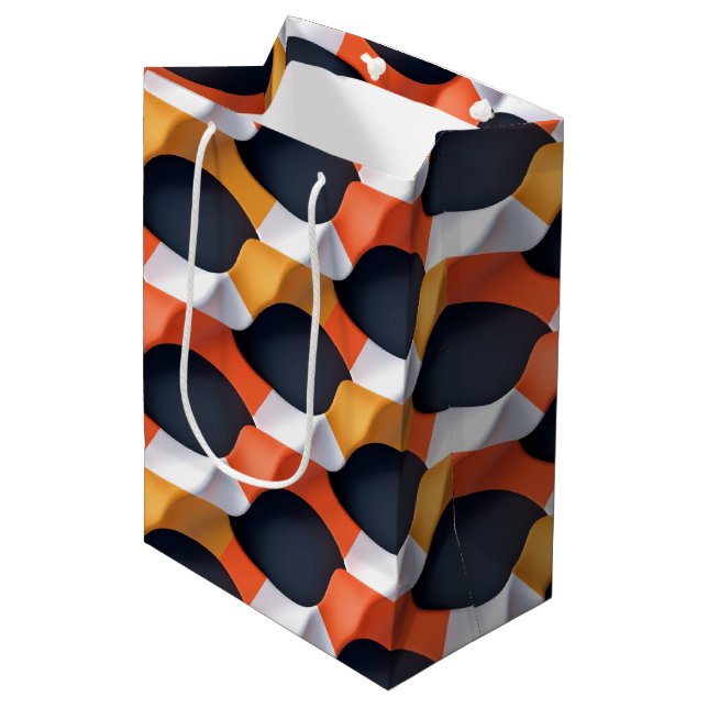 Modern 3D Wave Geometric Pattern in Bold Colours Medium Gift Bag (Front Angled)