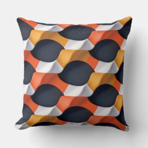 Modern 3D Wave Geometric Pattern in Bold Colours Throw Pillow