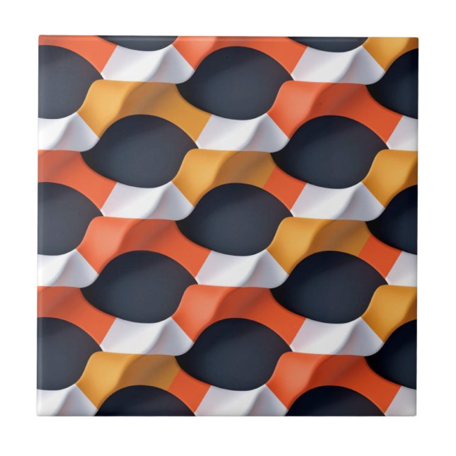 Modern 3D Wave Geometric Pattern in Bold Colours Tile (Front)