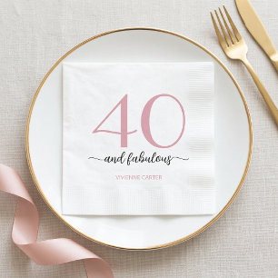 Modern 40 and Fabulous Bold 40th Birthday Party Napkin