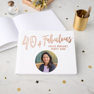Modern 40 and Fabulous Photo 40th Birthday Party Guest Book