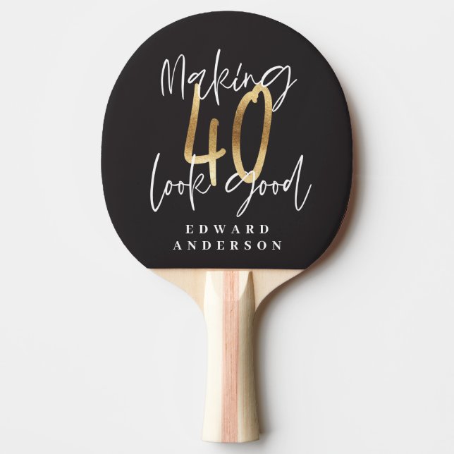 Modern 40 birthday initial personalized favor gift ping pong paddle (Front)