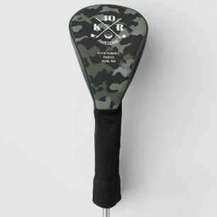 Modern 40th 50th 60th Birthday Golf Monogram Camo Golf Head Cover