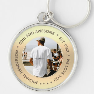 MODERN 40th 50th Birthday 60th Birthday NAME PHOTO Keychain