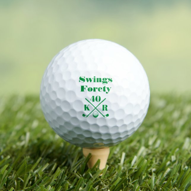 Modern 40th 50th Birthday Golf Monogram Green Balls (Insitu Tee)