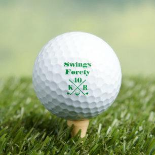 Modern 40th 50th Birthday Golf Monogram Green Golf Balls