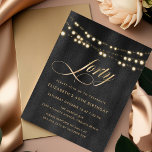 Modern 40th Birthday Elegant Stylish Invitation<br><div class="desc">Modern 40th Birthday Elegant Stylish Invitation - Elegant birthday party invitation features gorgeous,  gold calligraphy spelling "forty" with gold string lights hanging overhead on an elegant black background. Our modern invitation template makes it so easy to customize your invitation for your special celebration. Invitation is part of a collection.</div>