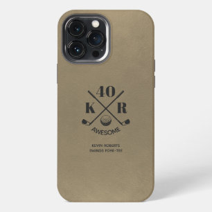Modern 40th Birthday Golf 50 60th Monogram Beige iPhone 13 Pro Max Case