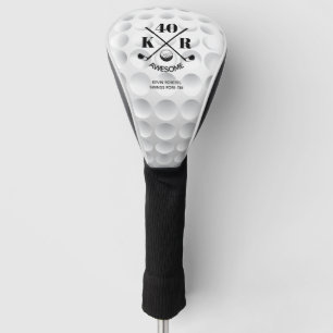 Modern 40th Birthday Golf 50th 60th Monogram Head Cover