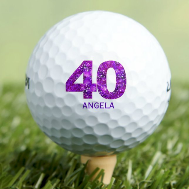 Modern 40th birthday golf balls 40 purple initials (Creator Uploaded)